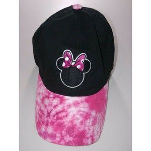 Disney Minnie Mouse Baseball Cap Hat Black with Pink Tie Dye Bill Girls Headgear